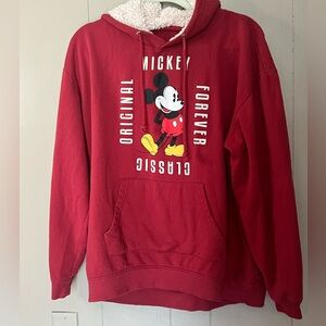 Disney Teen Mickey Mouse Graphic Pullover Sherpa Lined Hoodie Sweatshirt SZ XXL